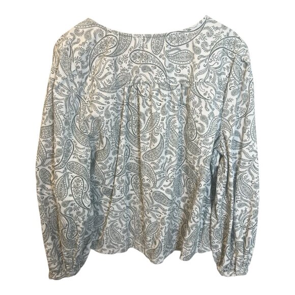 Loft Paisley Corduroy Blouse Top Size XL Boho Peasant Western Cottage Green - Picture 4 of 8